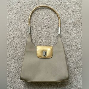 Stuart Weitzman Timeless Trapeze Purse Tan/Gold